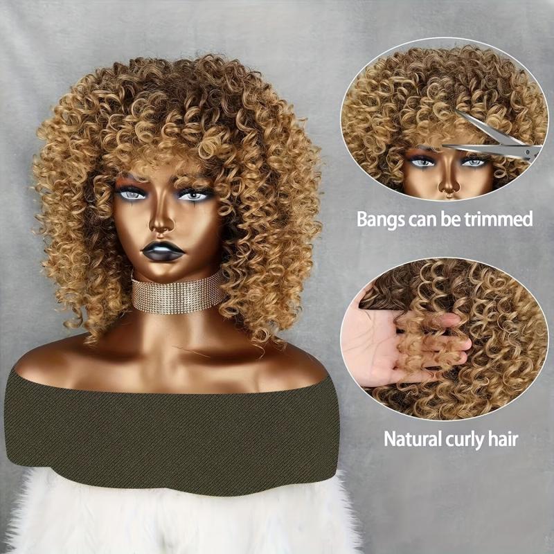 Soft & Stylish 35-56cm Blonde Afro Curly Wig for Women 70s & Kinky Curly Hair