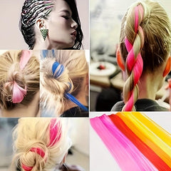 5pcs Colored Hair Extensions Synthetic Straight Rainbow Hair Piece