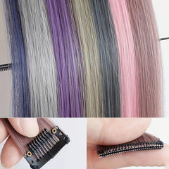 5pcs Colored Hair Extensions Synthetic Straight Rainbow Hair Piece