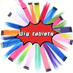 5pcs Colored Hair Extensions Synthetic Straight Rainbow Hair Piece