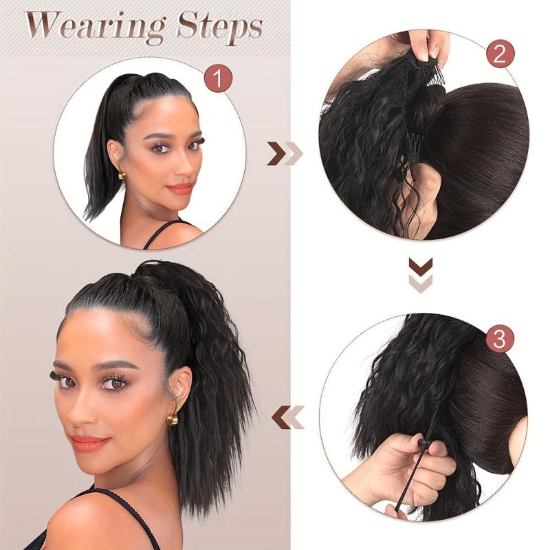 25cm Dark Brown Gradient Short Corn Wave Ponytail