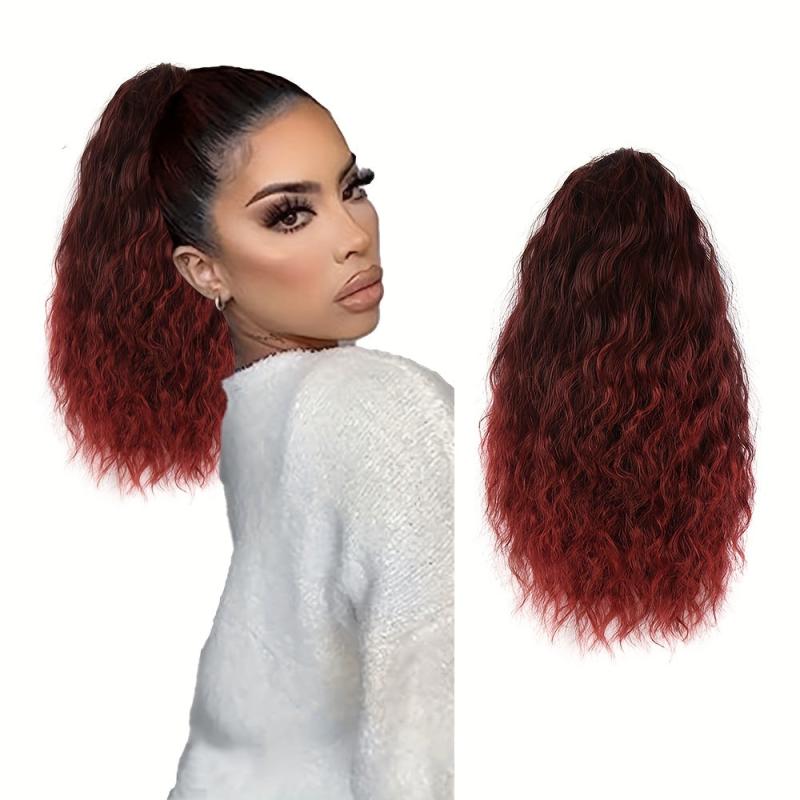 25cm Dark Brown Gradient Short Corn Wave Ponytail