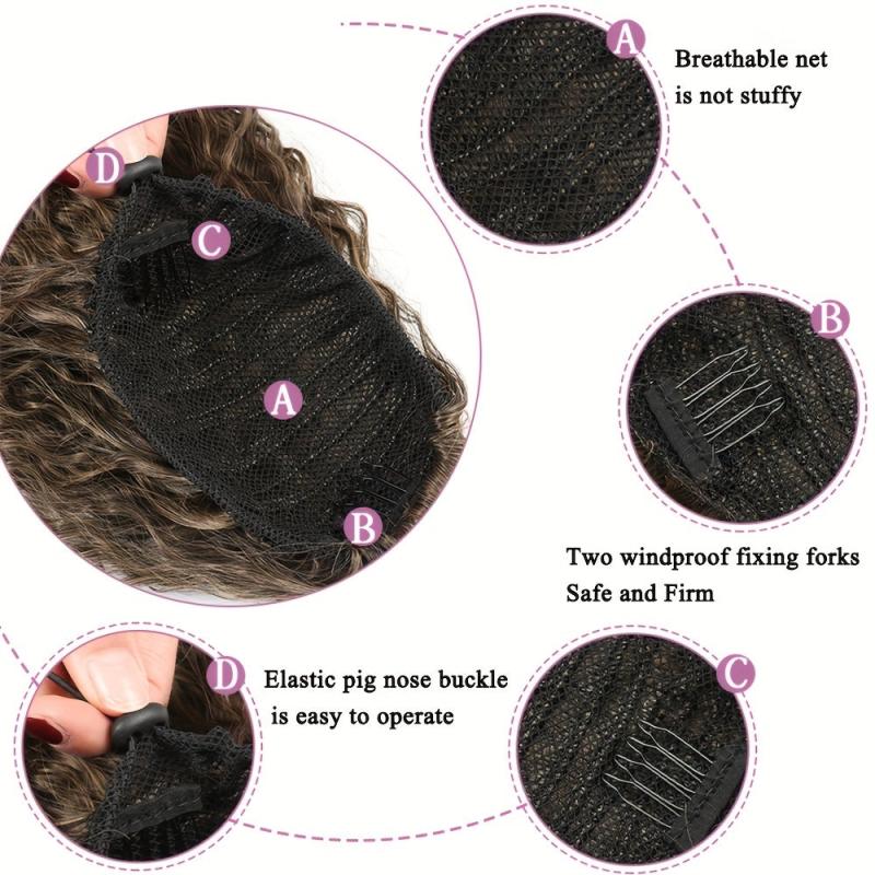 25cm Dark Brown Gradient Short Corn Wave Ponytail