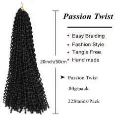 50 8 Cm Passion Twist Hair 1 Pack Water Wave Crochet Hair 80g 1B