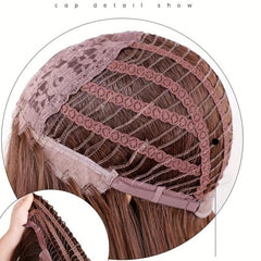 Wavy Dark Brown Wig With Bangs Shoulder Length Synthetic Wig
