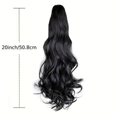 Wavy Brown Ponytail Extension Claw Clip 50cm Long Synthetic Hair Wig for Women