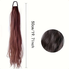 Long Synthetic Ponytail And Rubber Band Wrapped Ponytail