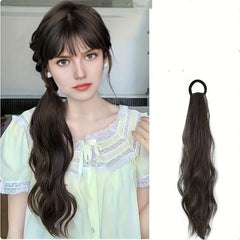 Long Synthetic Ponytail And Rubber Band Wrapped Ponytail
