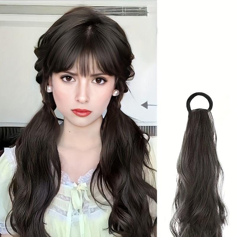 Long Synthetic Ponytail And Rubber Band Wrapped Ponytail