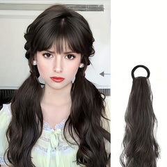 Long Synthetic Ponytail And Rubber Band Wrapped Ponytail