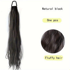 Long Synthetic Ponytail And Rubber Band Wrapped Ponytail
