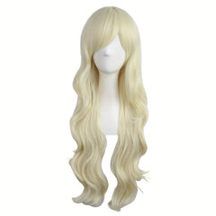 28in Long Curly Synthetic Wig With Side Bangs High Temp Fiber Party Wig