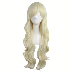 28in Long Curly Synthetic Wig With Side Bangs High Temp Fiber Party Wig