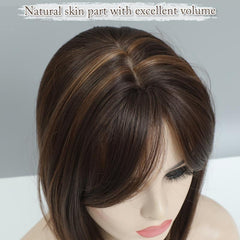 Long Curly Hair Topper with Bangs for Thinning Hair