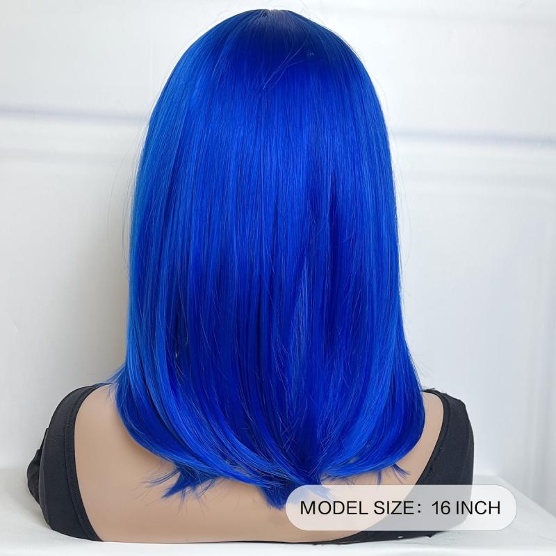Short Bob Wig With Bangs Synthetic Wig For Women