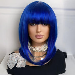 Short Bob Wig With Bangs Synthetic Wig For Women