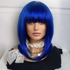 Short Bob Wig With Bangs Synthetic Wig For Women