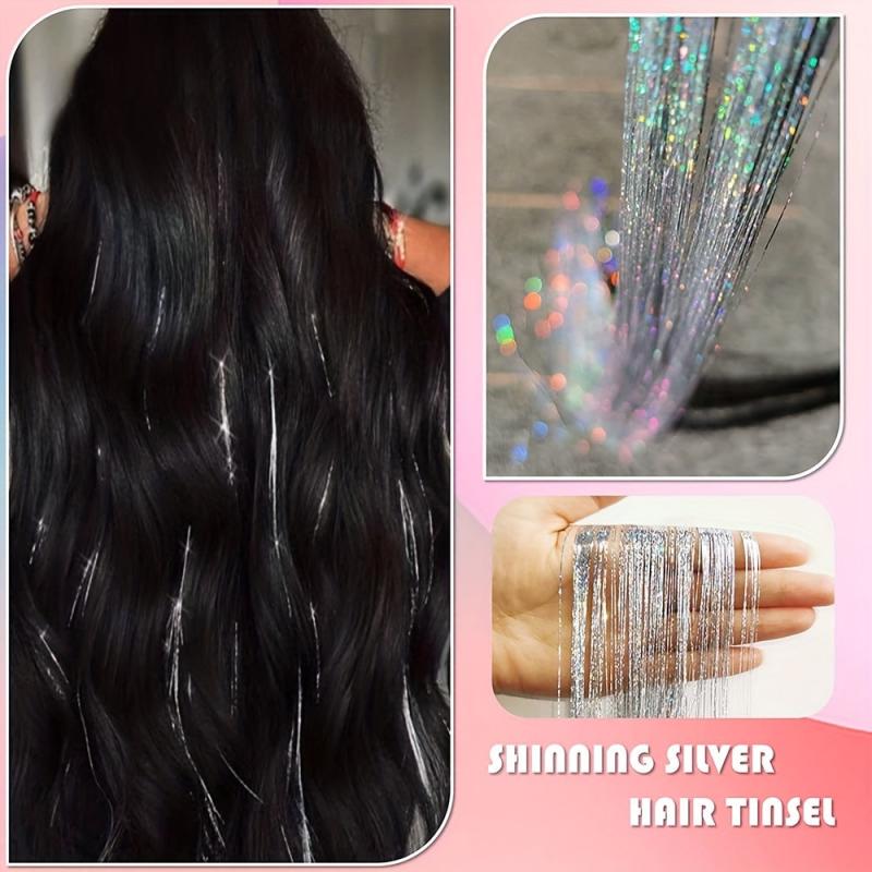 5pcs Glitter Wire Hair Extensions Easy To Use Hair Kit for Women and Girls