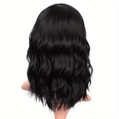 Pink Short Bob Curly Wavy Hair Wig with Air Bangs