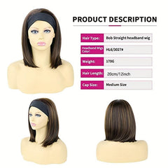 Synthetic Bob Wig with Headband for Women and Girls