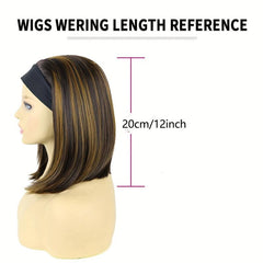 Synthetic Bob Wig with Headband for Women and Girls