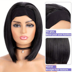 Synthetic Bob Wig with Headband for Women and Girls