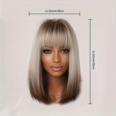 Gradient Gray Short Bob Wig With Bangs Women's Wigs