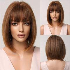 Gradient Gray Short Bob Wig With Bangs Women's Wigs