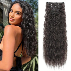 6pcs Long Curly Hair Pieces Synthetic Extensions Daily Use