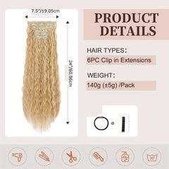 6pcs Long Curly Hair Pieces Synthetic Extensions Daily Use