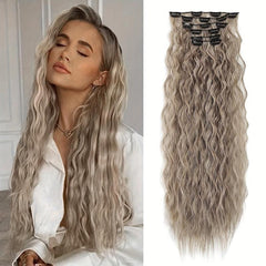 6pcs Long Curly Hair Pieces Synthetic Extensions Daily Use