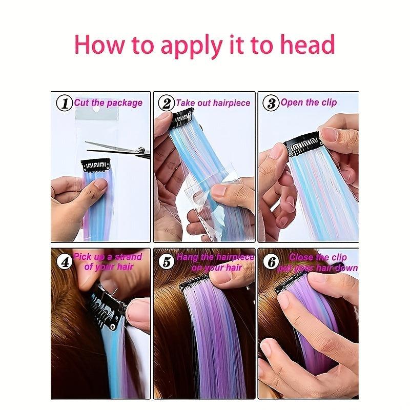 Colorful Wavy Clip In Hair Extensions 55 Synthetic Curly Hair Extensions