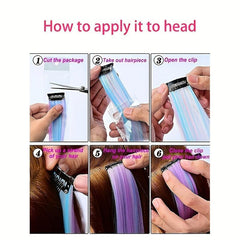 Colorful Wavy Clip In Hair Extensions 55 Synthetic Curly Hair Extensions