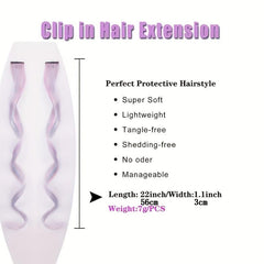 Colorful Wavy Clip In Hair Extensions 55 Synthetic Curly Hair Extensions