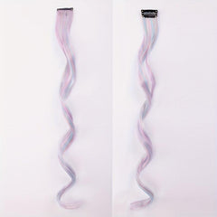 Colorful Wavy Clip In Hair Extensions 55 Synthetic Curly Hair Extensions