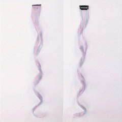 Colorful Wavy Clip In Hair Extensions 55 Synthetic Curly Hair Extensions