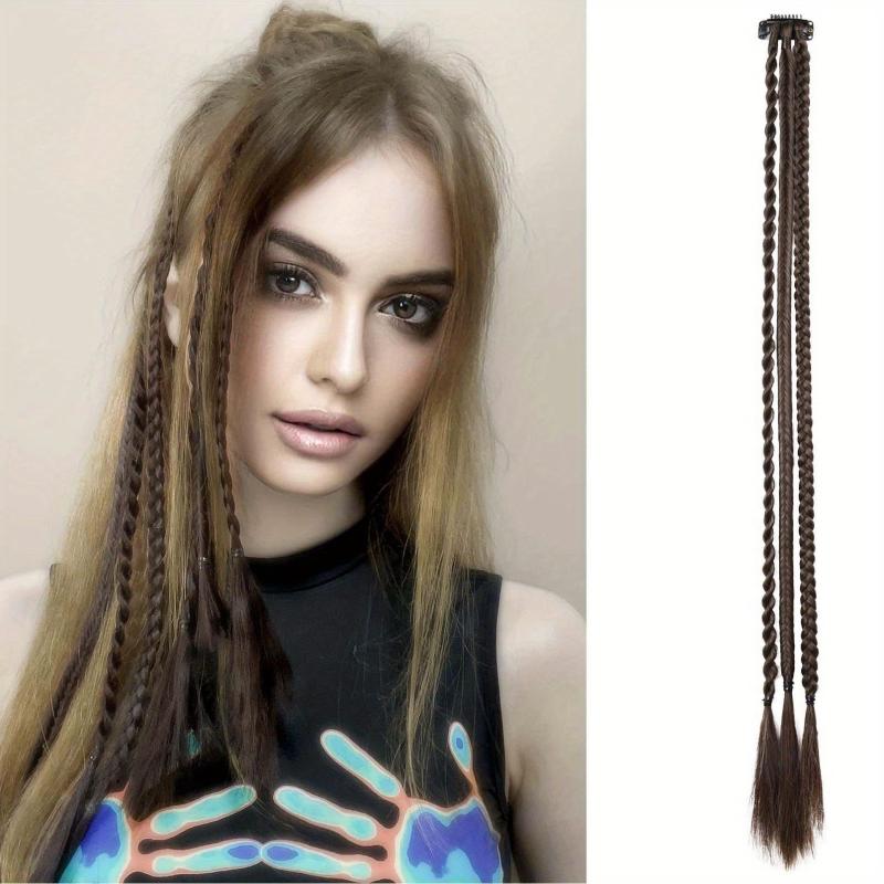 Small 3-Strand Braid Hairpieces Clip-In Extensions for Daily Use & Party