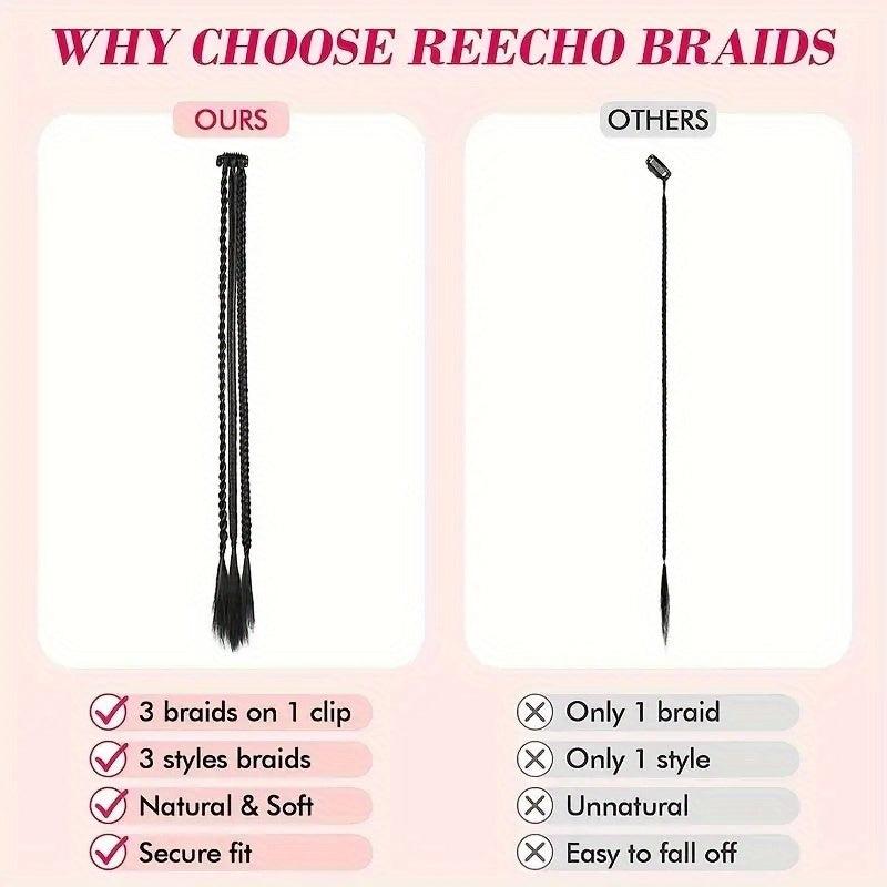 Small 3-Strand Braid Hairpieces Clip-In Extensions for Daily Use & Party