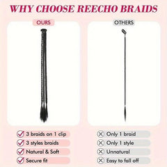 Small 3-Strand Braid Hairpieces Clip-In Extensions for Daily Use & Party