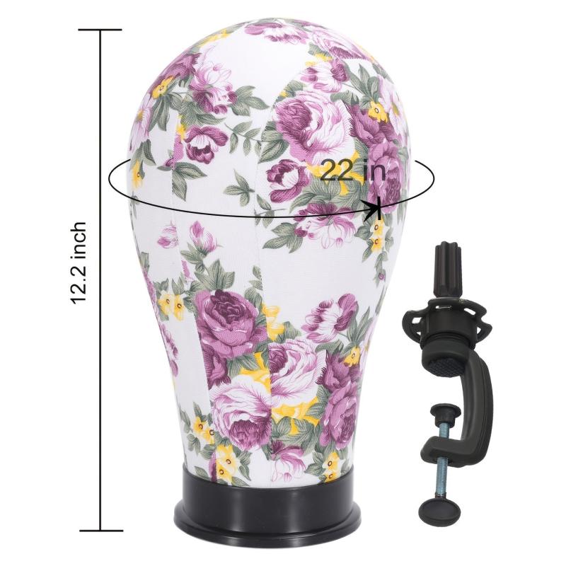 22 Inch Canvas Mannequin Head with Wig Stand Kit
