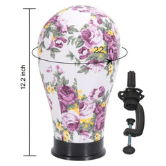 22 Inch Canvas Mannequin Head with Wig Stand Kit