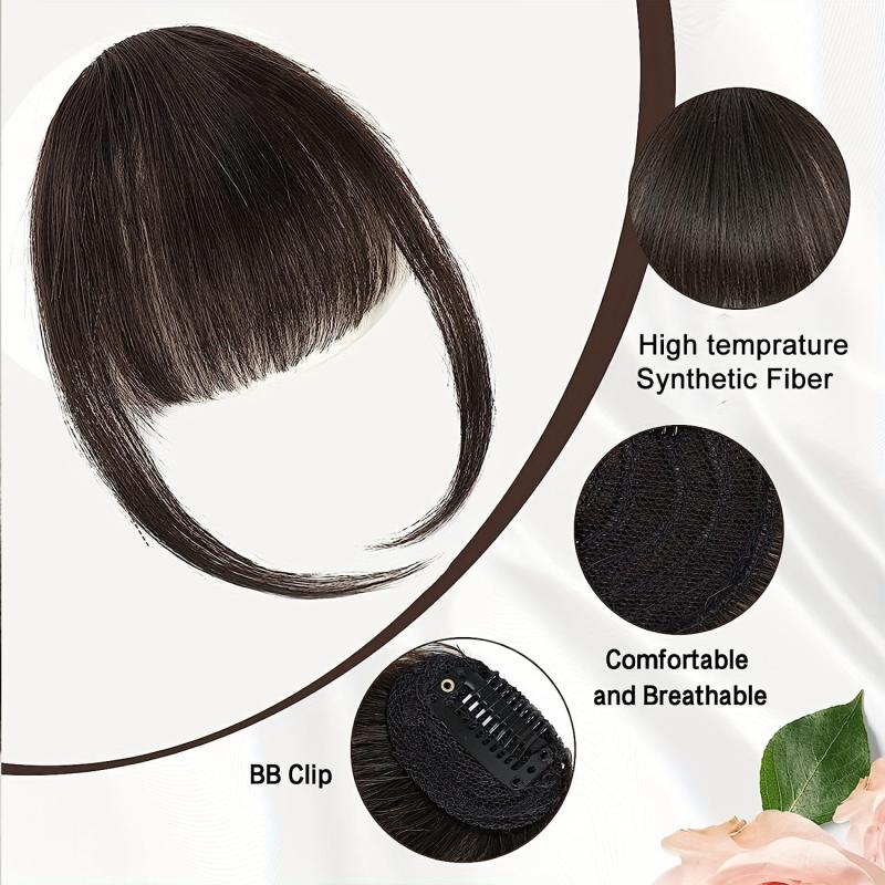 Wispy Bangs Hair Extensions Synthetic Clip In Bangs with Temples