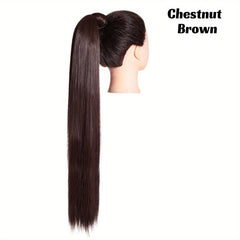 28 cm Long Straight Hair Ponytail Extensions High Temperature Elastic Band