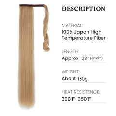 28 cm Long Straight Hair Ponytail Extensions High Temperature Elastic Band