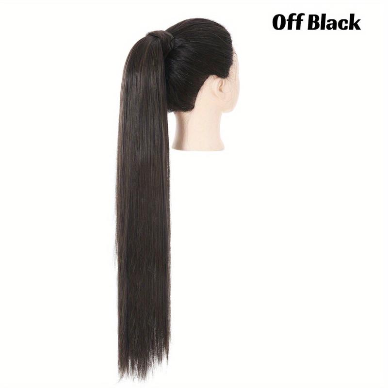 28 cm Long Straight Hair Ponytail Extensions High Temperature Elastic Band