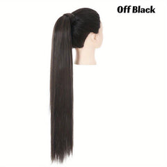 28 cm Long Straight Hair Ponytail Extensions High Temperature Elastic Band