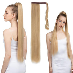 28 cm Long Straight Hair Ponytail Extensions High Temperature Elastic Band