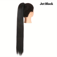28 cm Long Straight Hair Ponytail Extensions High Temperature Elastic Band