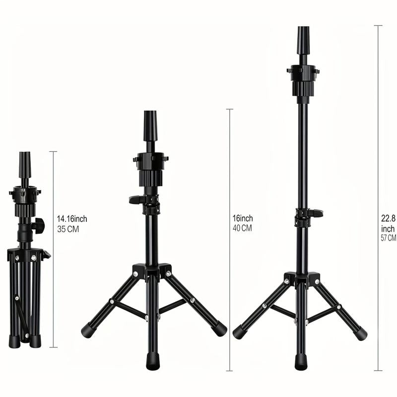 Mini Adjustable Wig Stand Tripod Hairdresser Table Training Head Stand