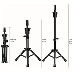 Mini Adjustable Wig Stand Tripod Hairdresser Table Training Head Stand